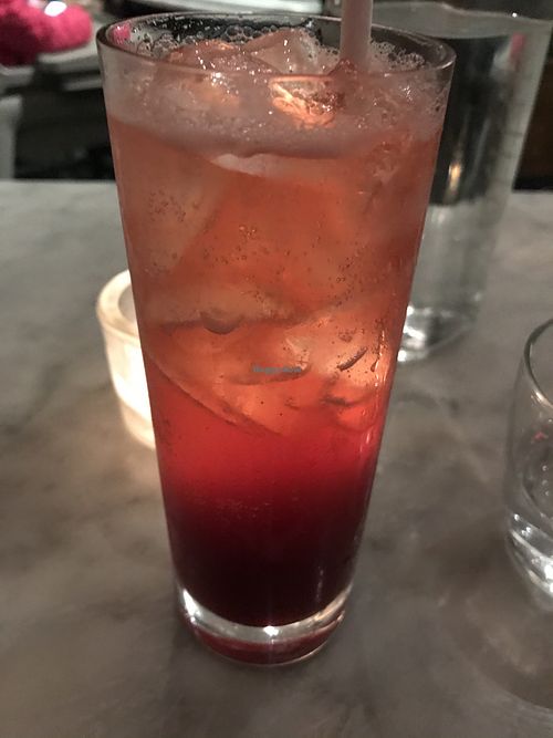 Cranberry mock tail at Cafe Gratitude in San Diego