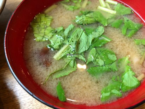 Veggie and mushroom miso soup at Brown Rice ブラウンライス in Tokyo