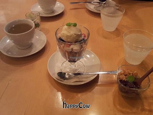 Parfait and some kind of red bean desert at Brown Rice ブラウンライス in Tokyo