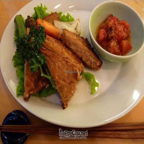 Fried tempeh and grilled vegetables. at Brown Rice ブラウンライス in Tokyo