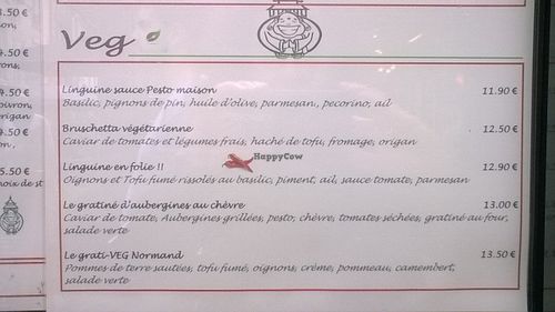 la carte des plats végétariens at O Chato in Caen
