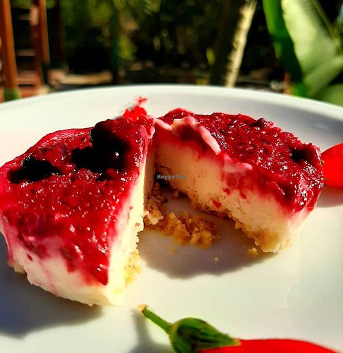 vegan cheesecake at Pousada Rosa Verde in Imbituba