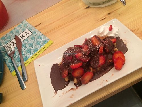 Not a great picture, but definitely a great waffle! at Väcka in Barcelona