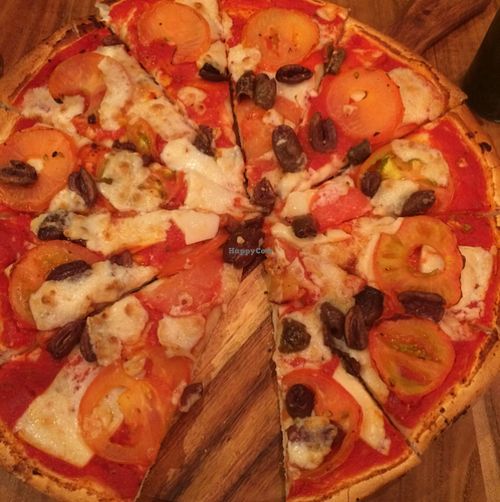 Margherita with added olives at Theo & Co Pizzeria in East Victoria Park