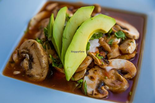 Avocado and mushroom cocktail  at Nümen in Merida