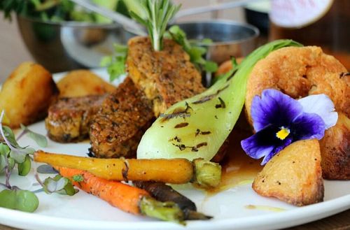 Vegan roast dinner at Give Kitchen.  at GIVE Kitchen in Liverpool