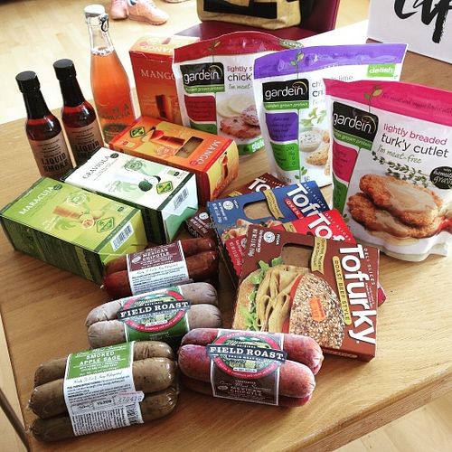 Food haul! Gardein, Tofurky, Fieldroast, frozen fruit, liquid smoke, and kombucha! at Veganz - Kreuzberg in Berlin