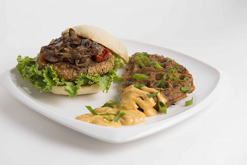 ROMA BURGER w/ WAFFLED HASH at Vegebitez in Oakville