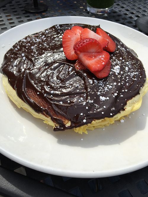Vegan Boston Creme pancakes at Beerline Cafe in Milwaukee