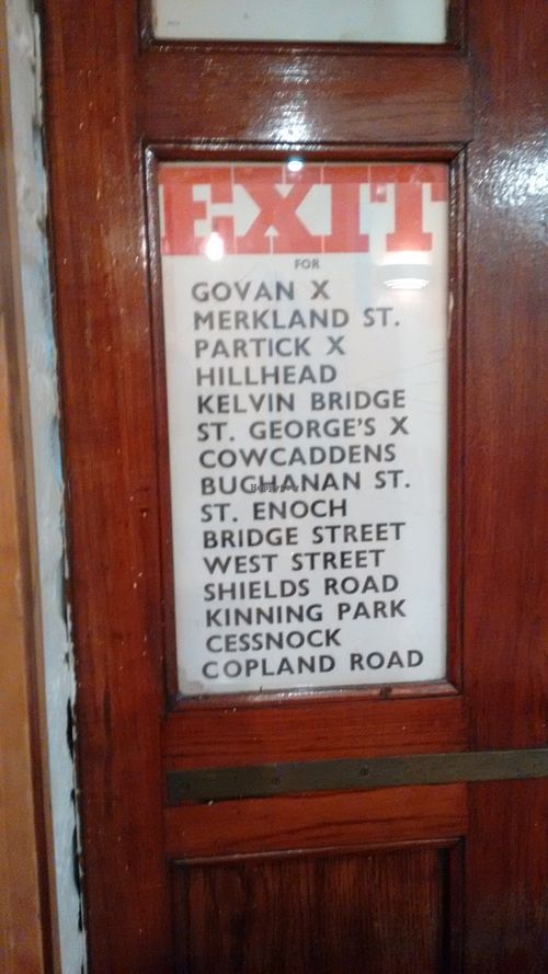 Old clockwork orange station list. at The Hug and Pint in Glasgow