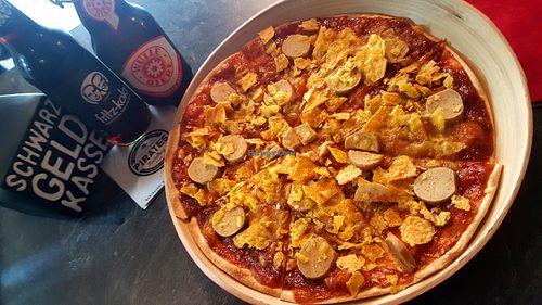 CurrySausage Flamecake at Pirates in Heidelberg