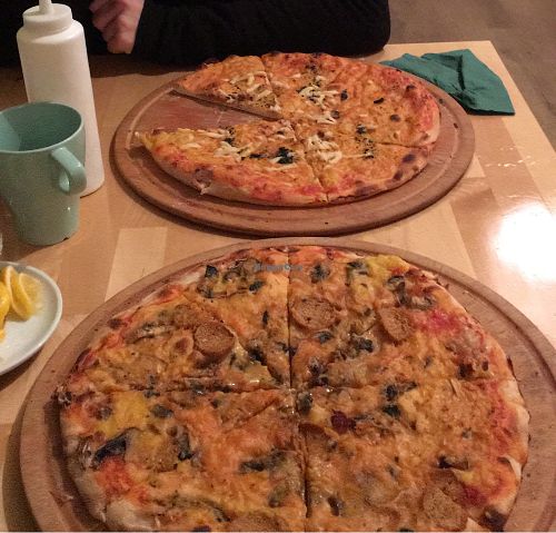 4 cheese pizza and capricciosa at Mix of Figs in Sofia