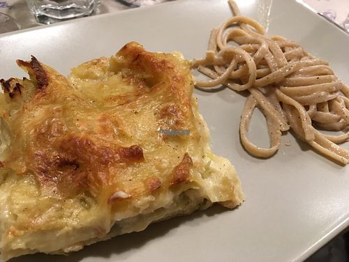 lasagna e spaghetti  at BistroBio in Milan