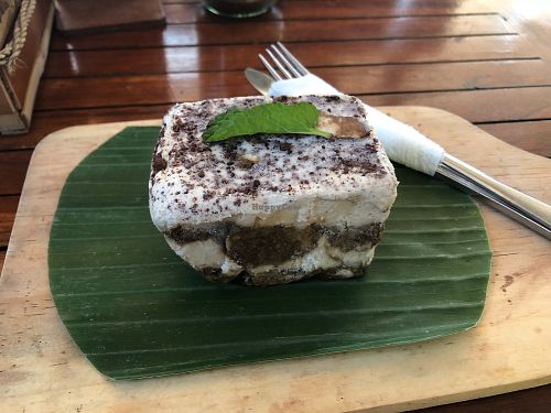Tiramisu which comes frozen into a block at Alkaline Restaurant in Canggu