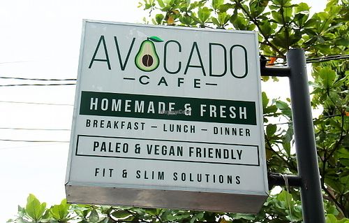 Avocado cafe sign.  at Motion Cafe in Canggu