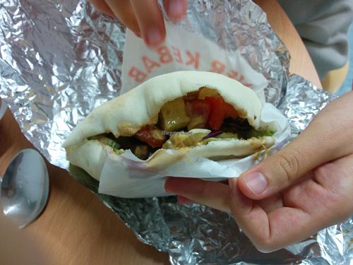 Falafel and eggplant creme sandwich to go at Ibras Bistro in Dresden