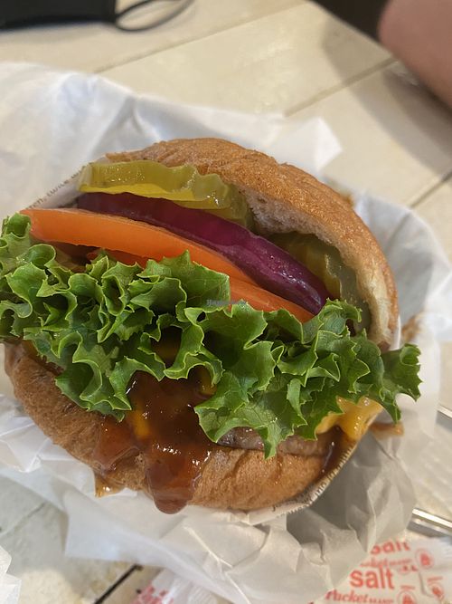 BBQ burger with beyond patty at VeganBurg in San Francisco