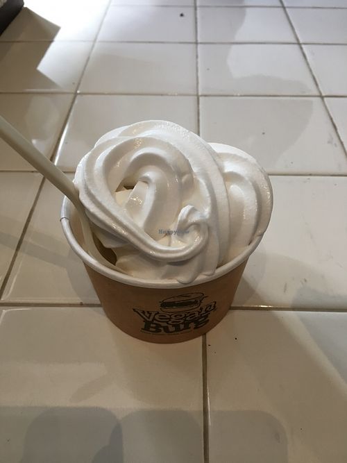 vanilla soft serve at VeganBurg in San Francisco