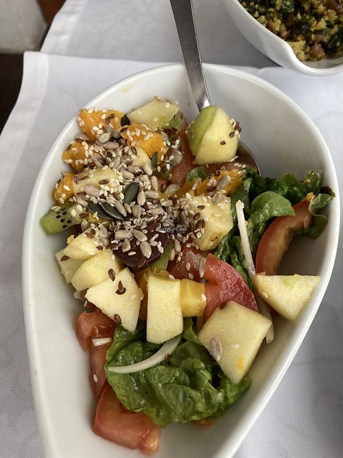 The salad from the menu  at A Celeste in Nazare