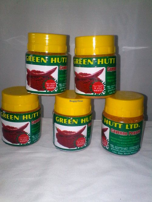 Cayenne has the ability to ease upset stomach, ulcers, sore throats, spasmodic and irritating coughs, and diarrhea.
Cayenne pepper aids in breaking up and moving congested mucus.  at Green Hutts Natural Juice Bar and Vegan Restaurant in Akuse