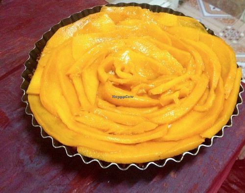 Come join our food love, we made this mango and coconut tart.   It looks gorgeous and tastes even better… at Casa El Delfin in Trinidad