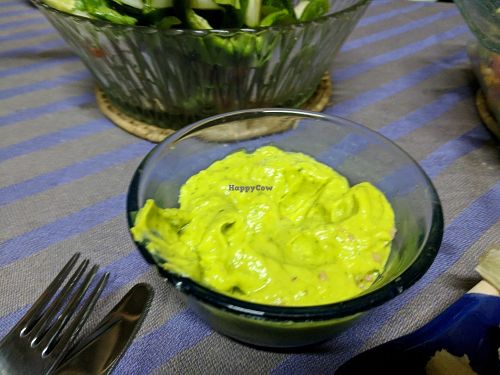 guacamole, that's what she calls it's. it's too blended. more like avocado aioli. still tasty at Casa El Delfin in Trinidad