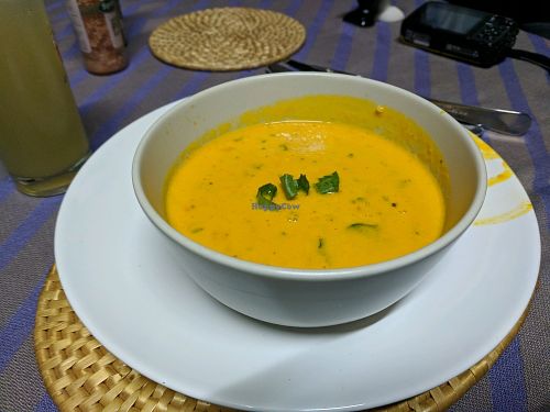 pumpkin soup. yummy she makes great soups at Casa El Delfin in Trinidad