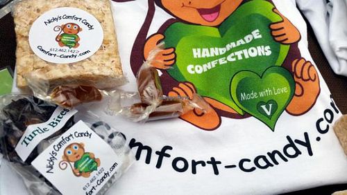 turtle bites and rice crispy bar at Nicky's Comfort Candy in Minneapolis