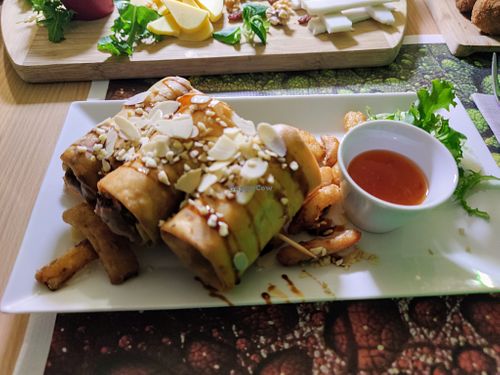 Faux duck crispy spring roll. at Crock and cock in Bilbao