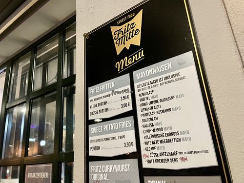 menu at FritzMitte in Jena