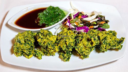 Spinach Fritters at Rajput Indian Cuisine in Suffolk