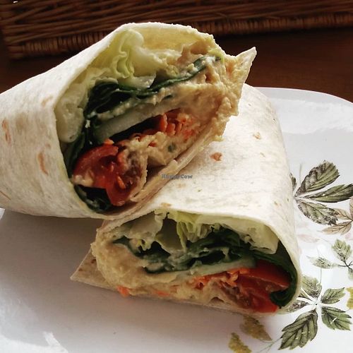 vegan houmous and antipasti wrap at Deli Flavour in Leicester
