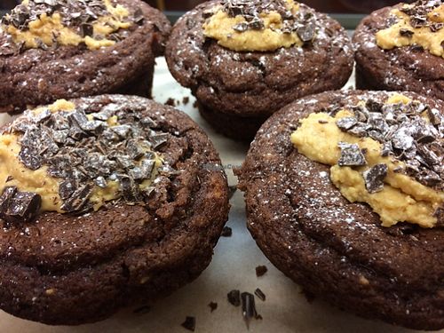 chocolate and peanut butter muffins... vegan and gluten free! at The Wallflower Cafe in Herne Bay