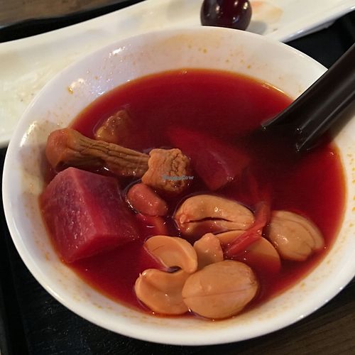 Vegan soup at i Vegetarian in Kowloon