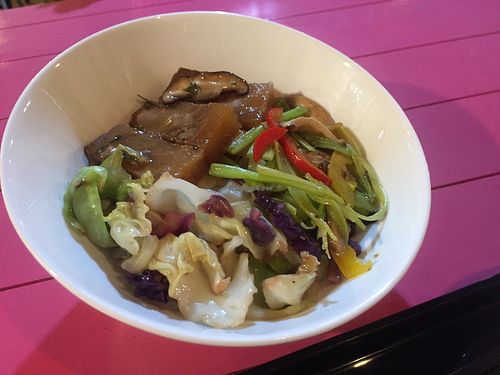 Braised vegan belly pork  at i Vegetarian in Kowloon