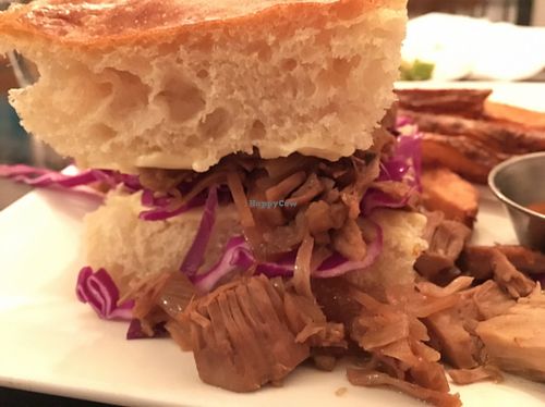 Jackfruit on focaccia bread close-up at The Coronado PHX in Phoenix