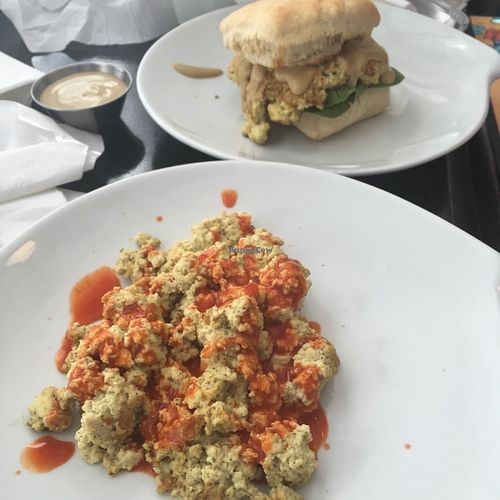 Side of tofu scramble (with hot sauce) at The Coronado PHX in Phoenix