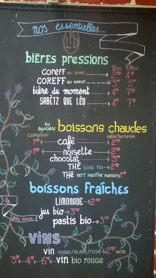 la carte
 at La Folie Douce in Paris