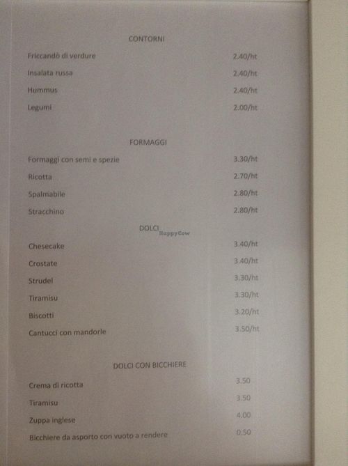 Menu, page 2 at Sapori Vegani in Florence