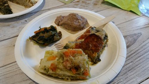 Two types of lasagne, tortelloni, seitan at Sapori Vegani in Florence
