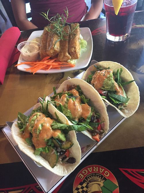 Veggie tacos and tofu wings  at Capitol Garage in Sacramento