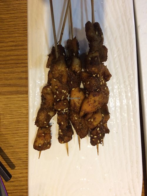 Chicken nuggets on skewers at The Buddha Tree in Shanghai