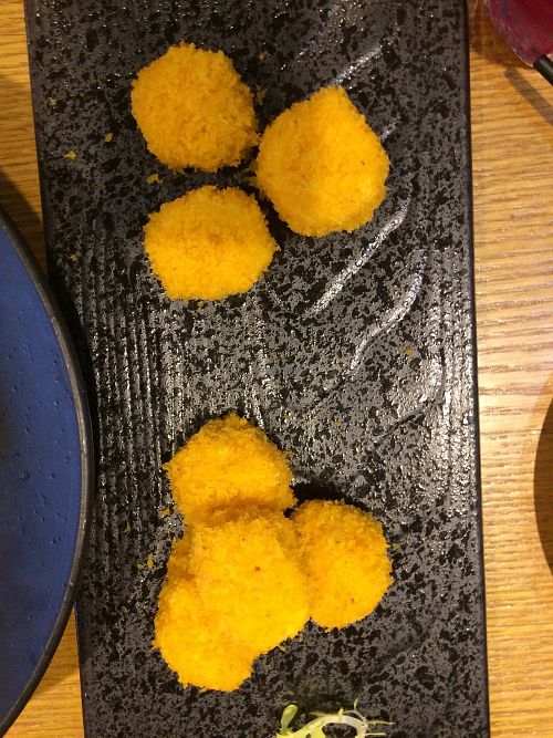 Coconut battered banana and durian at The Buddha Tree in Shanghai