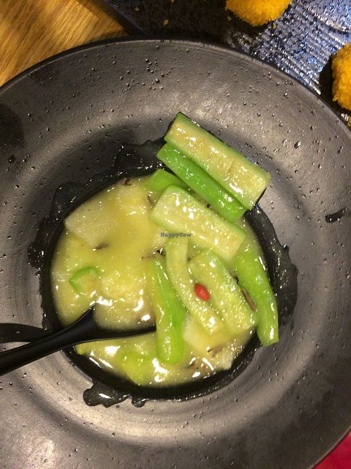 Braised green squash with white fungus and goji berry at The Buddha Tree in Shanghai