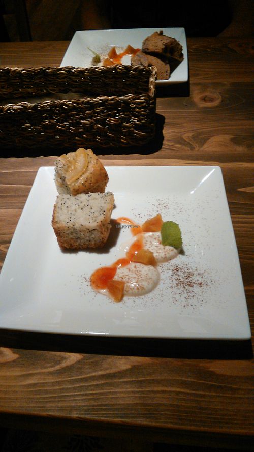 Cake with lemon and chia seeds at Veg Out in Kyoto