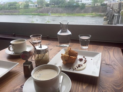 Best muffins in Kyoto, great river view at Veg Out in Kyoto