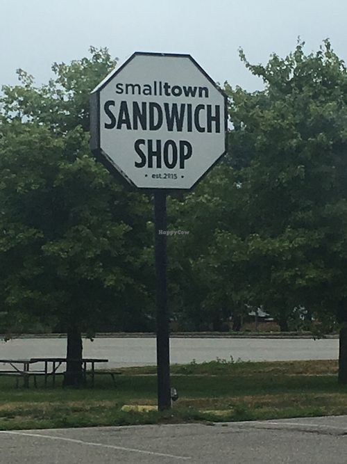 Roadside sign at Small Town Sandwich Shop in Spring Lake