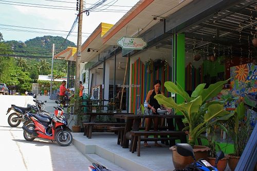 Storefront...easy to find between Main Rd and Beach Road into Sairee... turn at the 7/11.   at VegetaBowl in Koh Tao