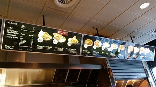 Menu board at Lyngby Shawarma House in Kongens Lyngby