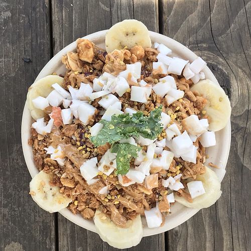 the Next Level açaí bowl (made w kale and vegan protein powder) at Kalalea Juice Hale in Anahola